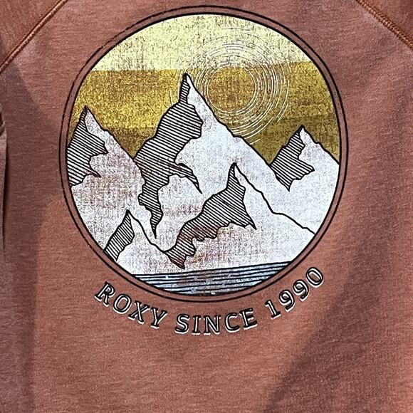 Roxy Cropped Rust Hoody Graphics Size XS Ray Hem Urban City - Picture 8 of 10